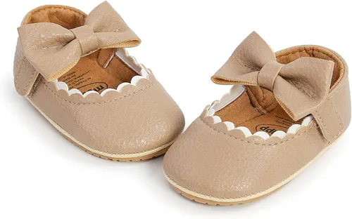 Vista 5 de WILLFUN Zapatos planos Mary Jane para bebés y niñas con lazo, vestido de princesa, zapatos de cuna, suela de goma suave antideslizante