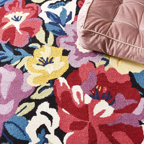 Vista 6 de SAFAVIEH Chelsea Collection - Alfombra de pasillo, 2 pies 3 pulgadas x 8 pies, negro y rosa, hecho a mano, lana floral francesa, ideal para zonas