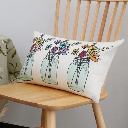 Vista 3 de ONWAY Funda de almohada lumbar de 12 x 20 pulgadas, diseño de florero floral de primavera y verano, decoración de patio, para sofá, cama