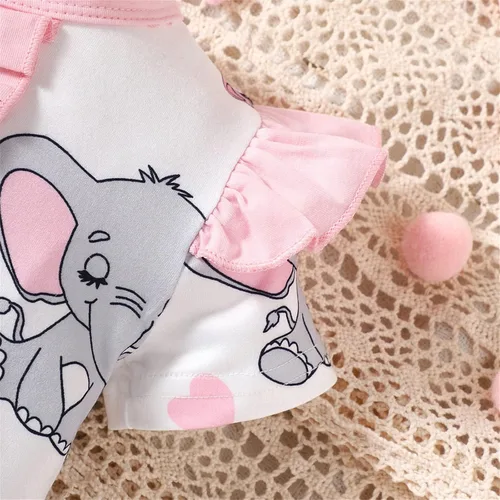 Vista 2 de Mameluco de manga corta con estampado de elefante para recién nacido, para primavera y verano