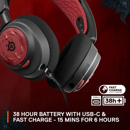 Vista 4 de SteelSeries Arctis Nova 7 Wireless Multi-Platform Gaming Headset Diablo IV Edition Dual Wireless 2.4 GHz & Bluetooth 38 HR Fast Charge Battery