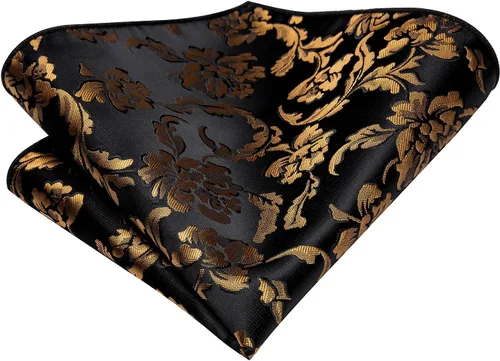 Vista 237 de Hi-Tie Corbata clásica de cachemira para hombre con pañuelo y gemelos a cuadros