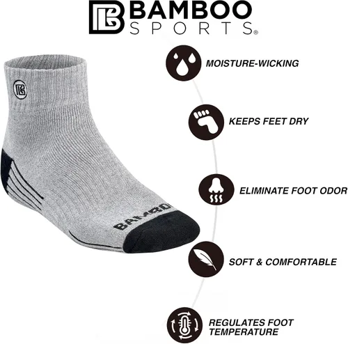 Vista 2 de Calcetines de trabajo de bambú de alta calidad, absorben la humedad de un cuarto y eliminan el olor