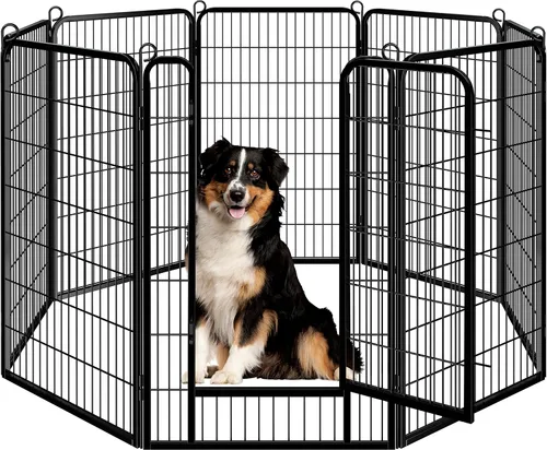 Vista 33 de Yaheetech Corralito para perros, 24 pulgadas, 2 paneles, corral para perros para interiores, resistente, corral de ejercicio para cachorros, valla