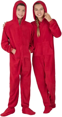 Vista 4 de Footed Pajamas - Enterizo con capucha a juego para la familia Suéteres de una pieza para niños, niñas, hombres, mujeres y mascotas, unisex, Candy