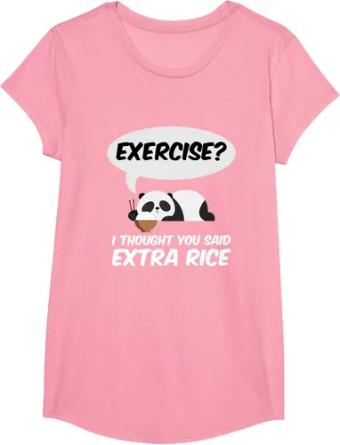 Vista 102 de ¿Ejercicio? I Thought You Said Extra Rice Panda Gift T-Shirt, Negro, S