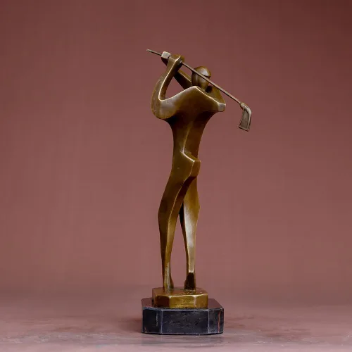 Vista 5 de Estatua de golfista de 12.4 pulgadas Escultura de bronce Hombre de golf Estatua de bronce Estatua moderna masculina Golfista Escultura Deporte Arte