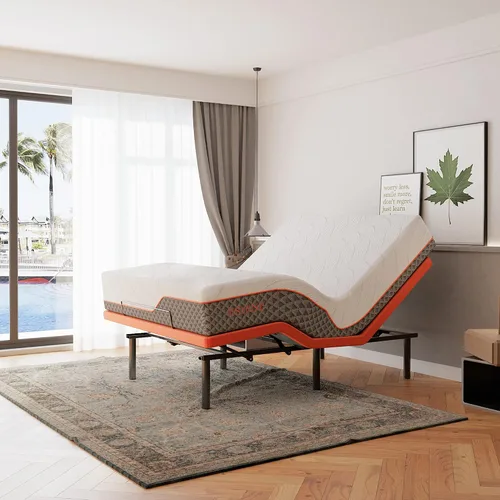 Vista 16 de ESHINE Base de cama ajustable + colchón híbrido de 14 pulgadas Twin XL (Suave Medio) - Espuma viscoelástica de gel de lujo, bases de cama con Gris