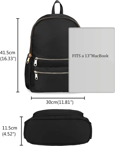 Vista 6 de Uromee Mochila para mujer, bolsa de hombro impermeable de nailon para viaje, 269 negro, Mochilas Daypack