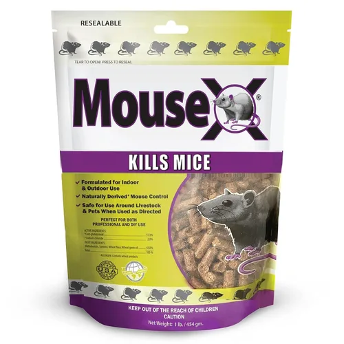 Vista 10 de MouseX Pellets de cebo de control de roedores para ratas y ratones - Pellets de uso en interiores y exteriores Bolsa de 5 onzas Sin veneno