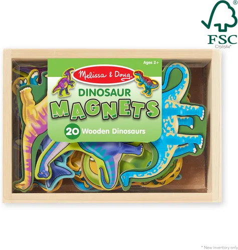 Vista 6 de Melissa & Doug Dinosaurios de madera magnéticos en una caja de almacenamiento de madera (20 piezas)