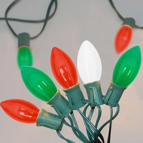 Vista 10 de SUNSGNE Luces LED C9 de Navidad para exteriores, luces de Navidad al aire libre con 27 bombillas LED de color blanco cálido (2 de repuesto)