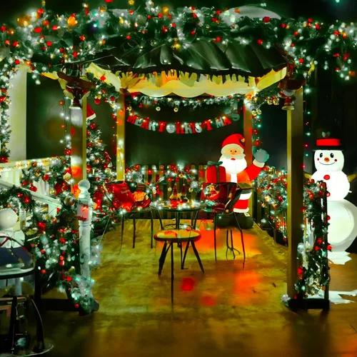 Vista 3 de TW SHINE - Luces de Navidad operadas con batería, paquete de 2, total 100 LED, 32 pies, luces de cadena operadas con batería con 8 modos, luces