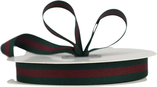 Vista 5 de Ribbon Bazaar Rayas navideñas tradicionales de grogrén - Esmeralda, Rojo y Oro 1-1/2" 20yd