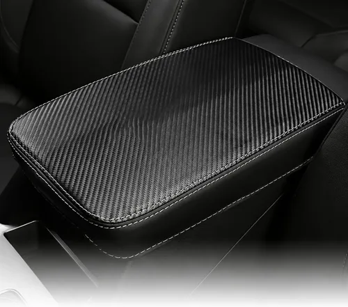 Vista 26 de Great-luck Funda de cuero para consola central, almohadilla para reposabrazos, accesorios de cubierta de caja (costuras rojas) para BMW X1 2023 2024