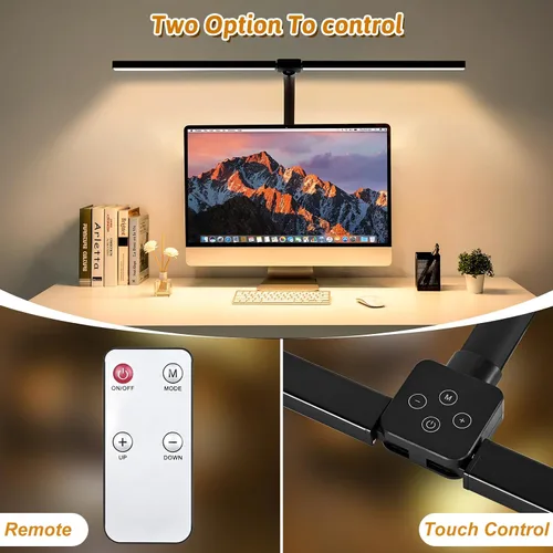 Vista 2 de Lámpara de escritorio LED para oficina, dormitorio, hogar - Luz de escritorio para cuidar los ojos con temporizador, control remoto, lámpara de mesa
