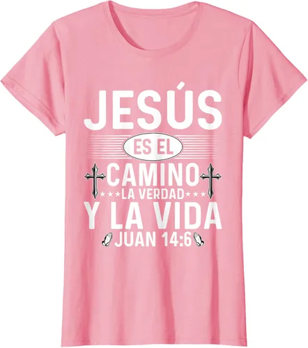 Vista 11 de Camisetas Cristianas en español Versículos Biblia Juan 14:6 Camiseta, Negro, S
