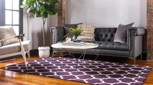 Vista 2 de Unique Loom Trellis Collection - Alfombra de área de Filadelfia, rectangular de 2 pies 2 pulgadas x 3 pies, color morado y marfil