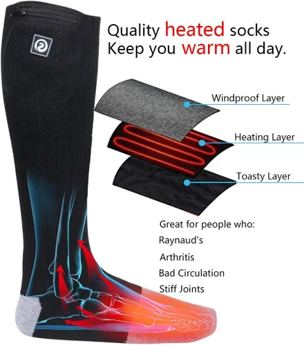 Vista 2 de Calcetines térmicos para hombres y mujeres, calcetines de batería para pies fríos, calcetines eléctricos térmicos para campamento, calentadores