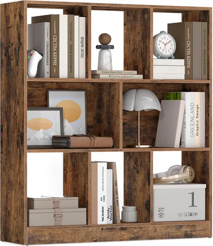 Vista 24 de VASAGLE Custos Collection - Estantería para libros tipo cubo con 4 compartimentos, 9.4 x 26 x 26 pulgadas, estantería de almacenamiento para sala