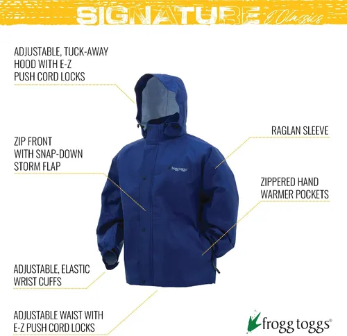 Vista 2 de FROGG TOGGS - Chaqueta impermeable y transpirable para hombre Classic Pro Action para lluvia Azul marino
