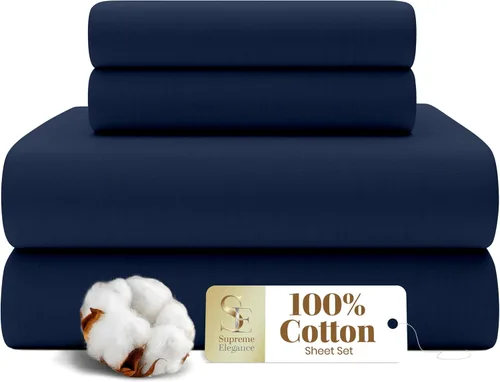 Vista 21 de SUPREME ELEGANCE Juego de sábanas de cama individual 100% algodón - Blanco ártico, ropa de cama de percal de 3 piezas, sábanas transpirables frescas