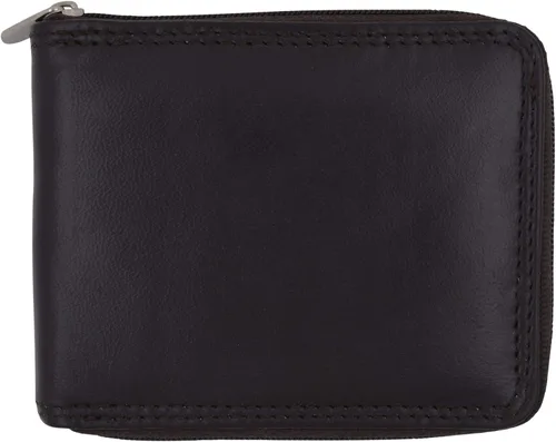 Vista 11 de Billetera plegable para hombre con cremallera y bloqueo RFID de cuero premium (negro)