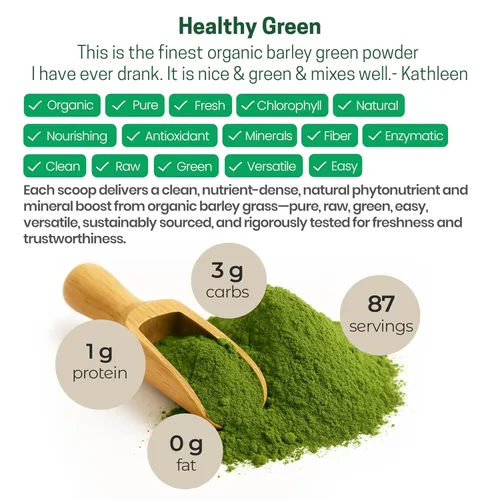 Vista 5 de Polvo de hierba de cebada orgánica, rico en antioxidantes, polvo de césped orgánico potenciador de energía, superalimento 100% natural, vegano, sin