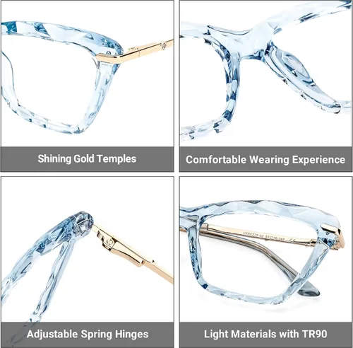 Vista 13 de Zeelool Gafas de bloqueo de luz azul ojo de gato de cristal para mujer Juliet VFP0270