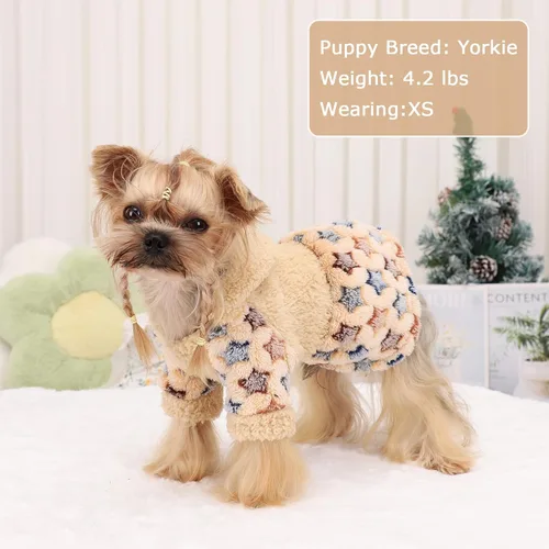 Vista 4 de Sudadera con capucha para perro, ropa de invierno para perros pequeños, niño, niña, ropa para mascotas, vestido para perros, abrigos para clima
