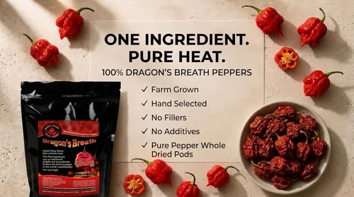 Vista 2 de Magic Plant - Cápsulas enteras de pimienta Red Dragon's Breath Pepper – 1/2 oz, 1.2M-2M SHU, cápsulas de chile rojo secado en caliente para salsa