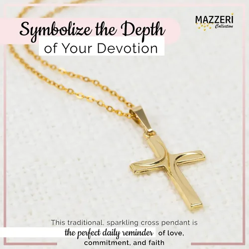 Vista 7 de MAZZERI Colgante de cruz de oro de 14 quilates, dijes religiosos de oro hipoalergénico para hombres y mujeres, hecho a mano en los Estados Unidos