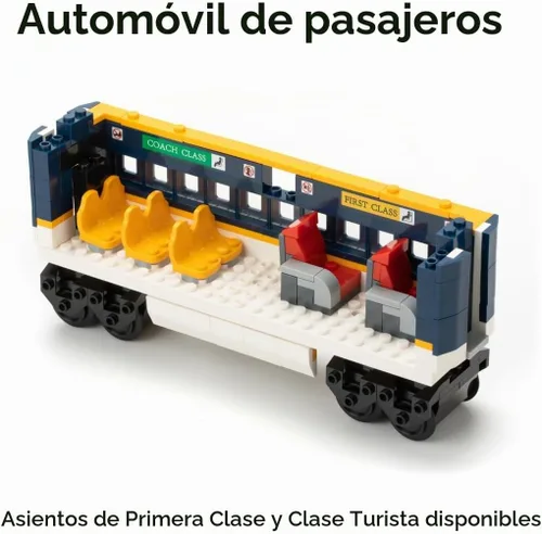Vista 4 de Block Builder Juego de bloques de construcción con control remoto de tren de alta velocidad con estación de tren completo (1532 piezas). Bloques