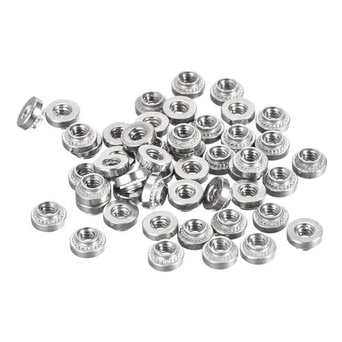 Vista 8 de uxcell Tuercas autoadhesivas, # 10-32 x 0.12 pulgadas, tuerca remachadora de acero inoxidable, cabeza redonda, acero inoxidable, fijación
