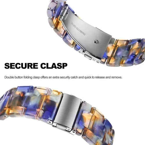 Vista 3 de Correa de resina compatible con Fitbit Blaze, carcasa de marco de metal para mujeres y hombres + accesorio de resina Azul