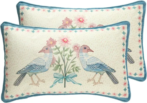 Vista 16 de patdrea Funda de almohada de terciopelo francés de diseño, 18 x 18 pulgadas Aviario
