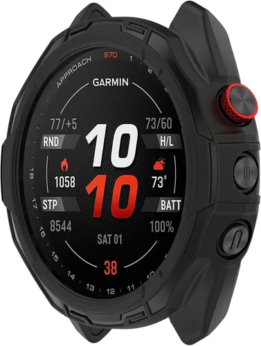 Vista 2 de Funda protectora de pantalla compatible con Garmin Approach S70 de 1.850 in, funda protectora completa de TPU de repuesto para accesorios Garmin