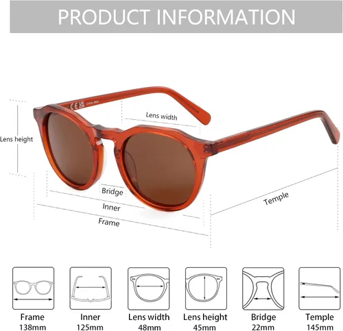 Vista 48 de ZENOTTIC Gafas de sol polarizadas redondas vintage para hombres y mujeres con protección UV400