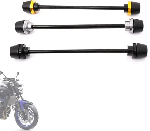 Vista 3 de MC MOTOPARTS Compatible con MT07 FZ07 2013 Negro Eje de Rueda Delantera Tenedor Sliders Protectores Crash Protector
