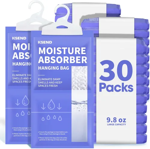 Vista 6 de Ksend - Paquetes absorbentes de humedad, 10 unidades, 266 ml, Bolsas y paquetes deshumidificadores compactos, bolsa colgante para humedad