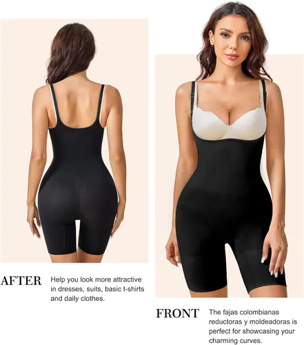 Vista 5 de BRABIC Faja moldeadora para control de abdomen, sin costuras, faja moldeadora de cuerpo completo, compresión a media pierna de muslo
