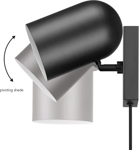 Vista 6 de Globe Electric 65000098 Lámpara de pared de 1 luz enchufable o cableada, negro mate, cable de tela trenzada de 1.8 metros, interruptor basculante
