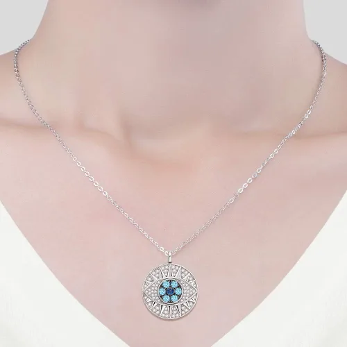 Vista 5 de Collar de plata de ley S925 con colgante de circonio cúbico, diseño de colibrí de abeja en capas de Hamsa