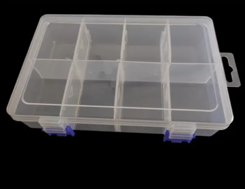 Vista 7 de Caja de almacenamiento de plástico transparente con divisores ajustables, organizador portátil de cuentas transparentes para aretes, organizador