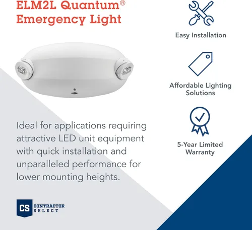 Vista 6 de Lithonia Lighting ECRG BasicsTM - Combo de luz de emergencia/salida y luz de emergencia LED cuántica, prueba manual, 220 lúmenes