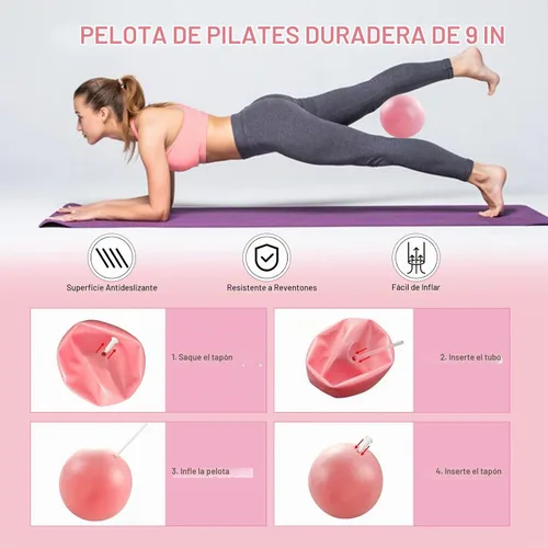Vista 5 de KANGFITER Pilates Kit with Ankle Weight, Pilates Ring Ball, Resistance Band 11 piezas rosa