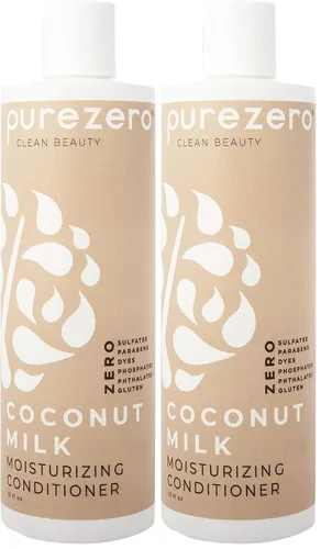 Vista 5 de Purezero Acondicionador hidratante de leche de coco, 12 onzas líquidas, hidratación intensa y aumenta el brillo, combate la caspa