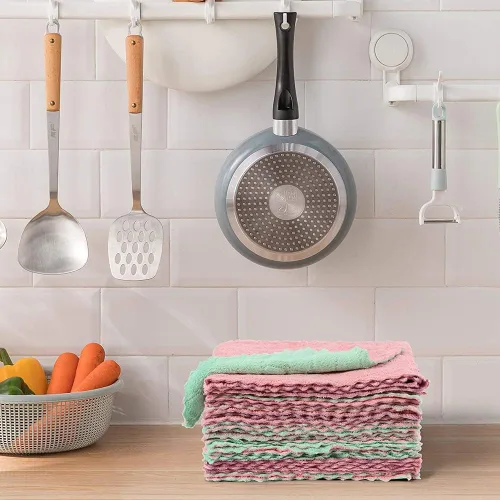 Vista 6 de Paquete de 10 paños de cocina suaves, sin olor, paños de cocina reutilizables, paños de limpieza para el hogar, secado rápido, sin aceite