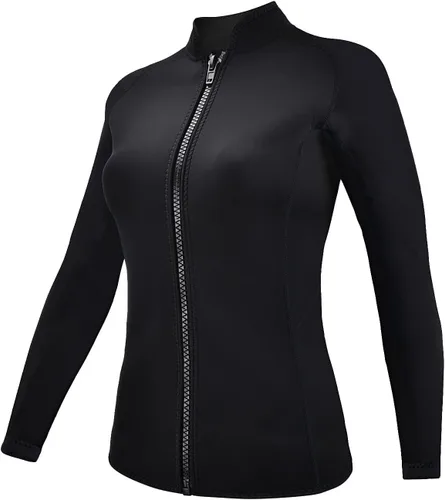 Vista 11 de Wetsuits Top Jacket Women Men 2mm Neoprene Long Sleeve Shirt Front Zipper Vest Wet Suit Keep Warm for Adult Youth Diving Surfing Swimming Water