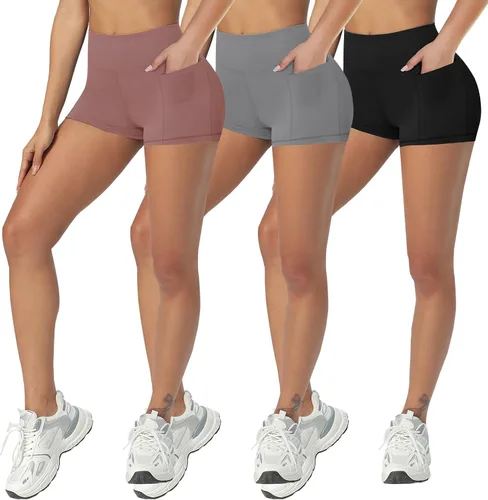 Vista 46 de Biker Shorts for Women with Pockets - 8"/5"/3" Booty Black Spandex Shorts Verde militar